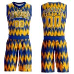 Personalized Royal Gold-White Round Neck Sublimation Basketball Suit Jersey