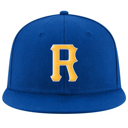 Personalized Royal Gold-White Stitched Adjustable Snapback Hat Team Custom Name and Number