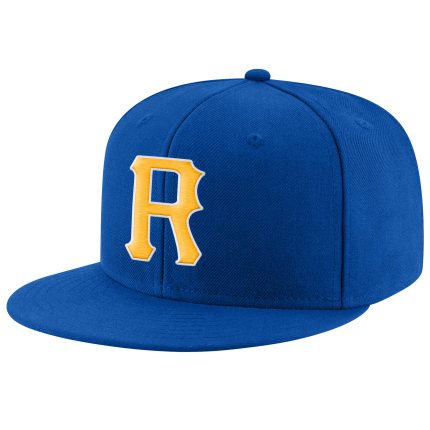 Personalized Royal Gold-White Stitched Adjustable Snapback Hat Team Custom Name and Number