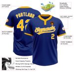 Personalized Royal Gold-White Two-Button Unisex Softball Jersey Team Custom Name and Number