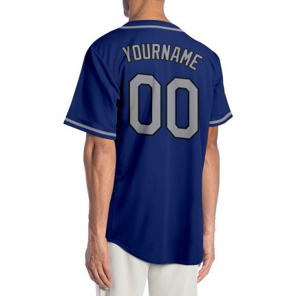 Personalized Royal Gray-Black Authentic Baseball Jersey Team Custom Name and Number