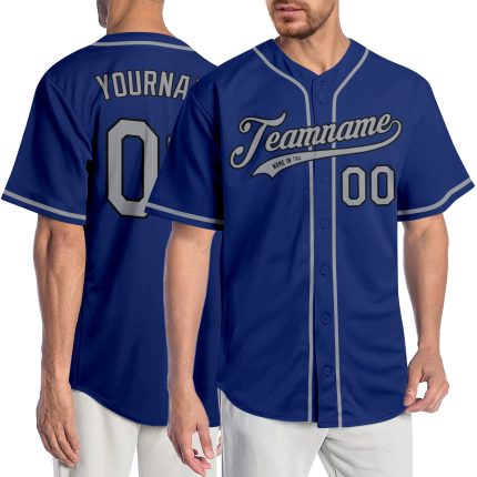 Personalized Royal Gray-Black Authentic Baseball Jersey Team Custom Name and Number
