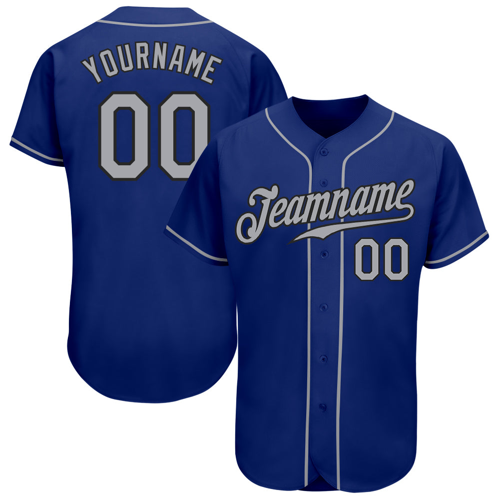 Personalized Royal Gray-Black Authentic Baseball Jersey