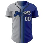 Personalized Royal Gray-Black Authentic Gradient Fashion Baseball Jersey Team Custom Name and Number