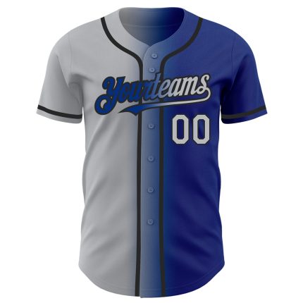 Personalized Royal Gray-Black Authentic Gradient Fashion Baseball Jersey Team Custom Name and Number