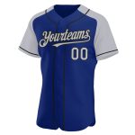 Personalized Royal Gray-Black Authentic Raglan Sleeves Baseball Jersey Team Custom Name and Number