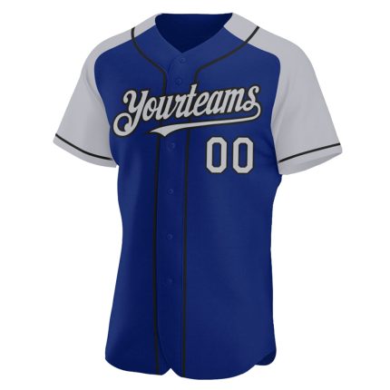 Personalized Royal Gray-Black Authentic Raglan Sleeves Baseball Jersey Team Custom Name and Number