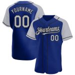 Personalized Royal Gray-Black Authentic Raglan Sleeves Baseball Jersey Team Custom Name and Number