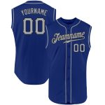 Personalized Royal Gray-Black Authentic Sleeveless Baseball Jersey Team Custom Name and Number