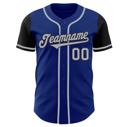 Personalized Royal Gray-Black Authentic Two Tone Baseball Jersey Team Custom Name and Number