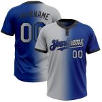 Personalized Royal Gray-Black Gradient Fashion Two-Button Unisex Softball Jersey Team Custom Name and Number