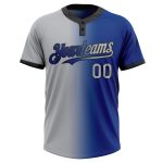 Personalized Royal Gray-Black Gradient Fashion Two-Button Unisex Softball Jersey Team Custom Name and Number