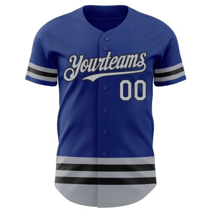 Personalized Royal Gray-Black Line Authentic Baseball Jersey Team Custom Name and Number
