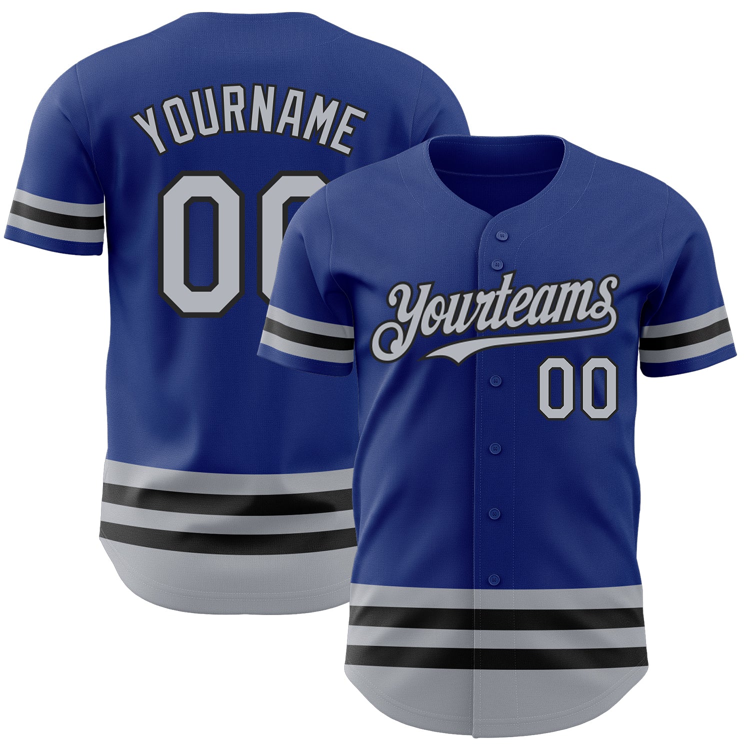Personalized Royal Gray-Black Line Authentic Baseball Jersey Team Custom Name and Number