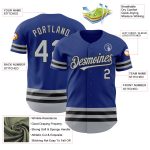 Personalized Royal Gray-Black Line Authentic Baseball Jersey Team Custom Name and Number