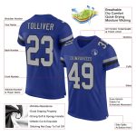 Personalized Royal Gray-Black Mesh Authentic Football Jersey Team Custom Name and Number