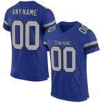 Personalized Royal Gray-Black Mesh Authentic Football Jersey Team Custom Name and Number