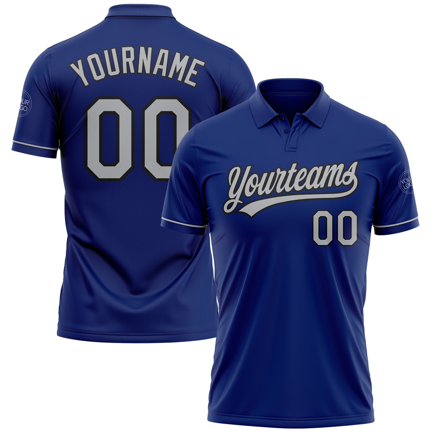 Personalized Royal Gray-Black Performance Vapor Golf Polo Shirt Team Custom Name and Number