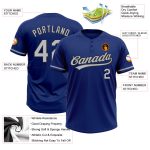 Personalized Royal Gray-Black Two-Button Unisex Softball Jersey