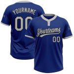 Personalized Royal Gray-Black Two-Button Unisex Softball Jersey Team Custom Name and Number