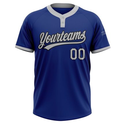 Personalized Royal Gray-Black Two-Button Unisex Softball Jersey Team Custom Name and Number