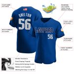 Personalized Royal Gray-Navy Authentic American Flag Fashion Baseball Jersey Team Custom Name and Number