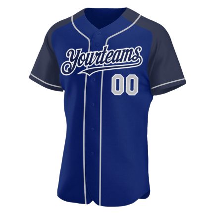 Personalized Royal Gray-Navy Authentic Raglan Sleeves Baseball Jersey Team Custom Name and Number
