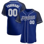 Personalized Royal Gray-Navy Authentic Raglan Sleeves Baseball Jersey Team Custom Name and Number