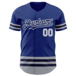 Personalized Royal Gray-Navy Line Authentic Baseball Jersey Team Custom Name and Number