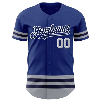 Personalized Royal Gray-Navy Line Authentic Baseball Jersey Team Custom Name and Number