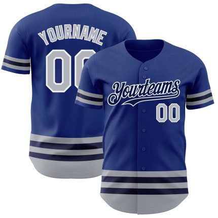 Personalized Royal Gray-Navy Line Authentic Baseball Jersey Team Custom Name and Number