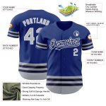 Personalized Royal Gray-Navy Line Authentic Baseball Jersey Team Custom Name and Number