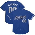 Personalized Royal Gray-Navy Mesh Authentic Throwback Baseball Jersey Team Custom Name and Number
