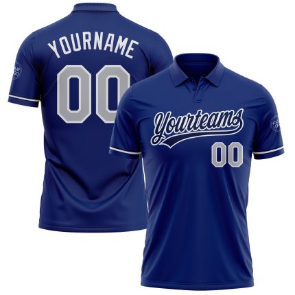 Personalized Royal Gray-Navy Performance Vapor Golf Polo Shirt Team Custom Name and Number