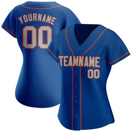 Personalized Royal Gray-Orange Authentic Baseball Jersey Team Custom Name and Number
