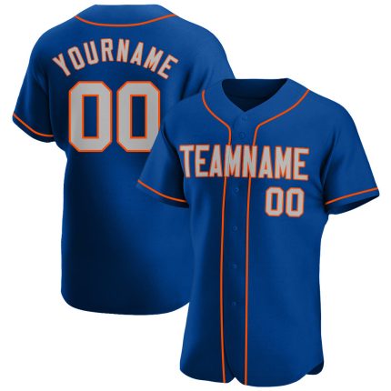 Personalized Royal Gray-Orange Authentic Baseball Jersey Team Custom Name and Number