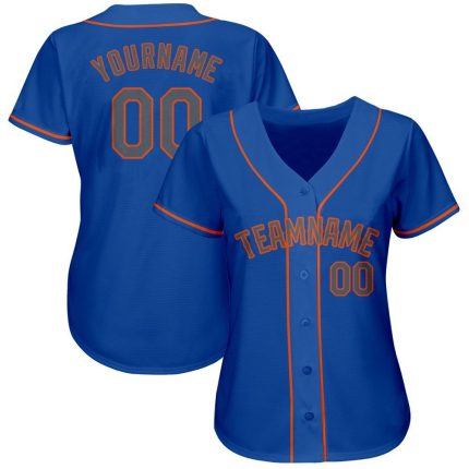 Personalized Royal Gray-Orange Baseball Jersey Team Custom Name and Number