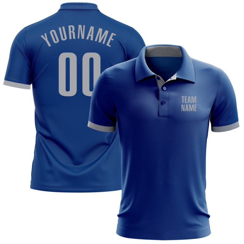 Personalized Royal Gray Performance Golf Polo Shirt Team Custom Name and Number