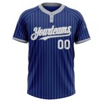 Personalized Royal Gray Pinstripe White Two-Button Unisex Softball Jersey Team Custom Name and Number