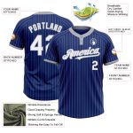 Personalized Royal Gray Pinstripe White Two-Button Unisex Softball Jersey Team Custom Name and Number