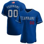 Personalized Royal Gray-Red Authentic American Flag Fashion Baseball Jersey Team Custom Name and Number