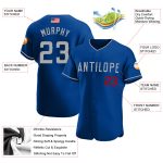 Personalized Royal Gray-Red Authentic American Flag Fashion Baseball Jersey Team Custom Name and Number