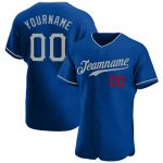 Personalized Royal Gray-Red Authentic Baseball Jersey Team Custom Name and Number