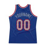Personalized Royal Gray-Red Authentic Throwback Basketball Jersey Team Custom Name and Number