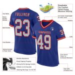 Personalized Royal Gray-Red Mesh Authentic Throwback Football Jersey Team Custom Name and Number