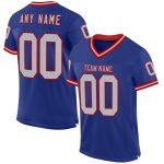 Personalized Royal Gray-Red Mesh Authentic Throwback Football Jersey Team Custom Name and Number