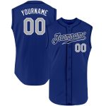 Personalized Royal Gray-White Authentic Sleeveless Baseball Jersey Team Custom Name and Number
