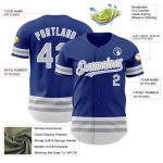 Personalized Royal Gray-White Line Authentic Baseball Jersey Team Custom Name and Number