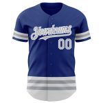 Personalized Royal Gray-White Line Authentic Baseball Jersey Team Custom Name and Number