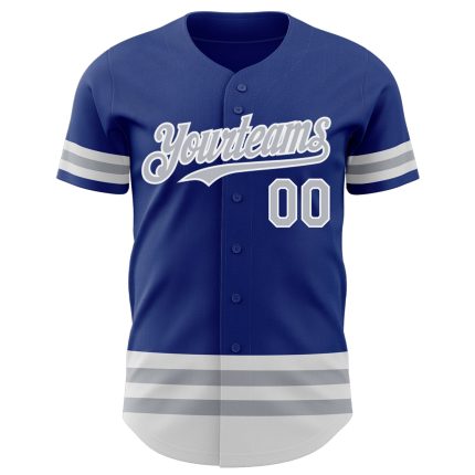Personalized Royal Gray-White Line Authentic Baseball Jersey Team Custom Name and Number